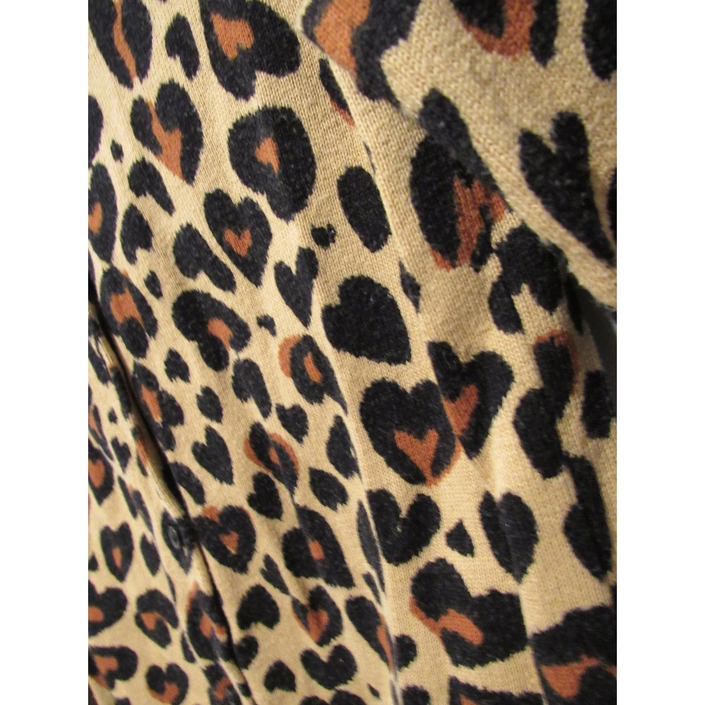 Crewcuts J.Crew Girls Leopard Heart Print Cotton Cardigan Sweater Tan Brown 12 - Picture 4 of 5